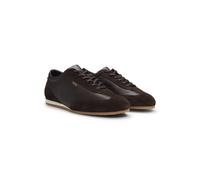 BOSS Baskets en cuir avec finitions en cuir suédé - Style Lineor_Lowp_sdtb, 50568463 Marron foncé 44