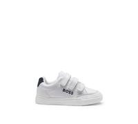 BOSS Baskets en cuir avec trois brides auto-adhésives pour enfant - Style J52660/10P27, J52660 Blanc 35