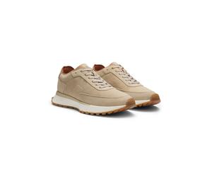 BOSS Baskets en cuir suédé à perforations - Style Jonah_Runn_sdpf, 50567933 Beige 40