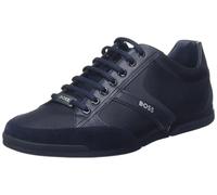 Hugo Boss Baskets Saturn Low, mélange de matières, similicuir et cuir suédé Bleu marine 44