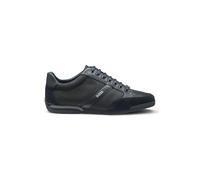 Hugo Boss Baskets Homme Saturn Lowp Mélange de matières, Similicuir et Cuir suédé Bleu foncé 41