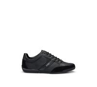BOSS Baskets Saturn Lowp Homme – mélange de matières, similicuir et cuir suédé – Noir/Gris 44