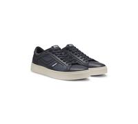 BOSS Baskets en similicuir avec finitions effet denim - Style Rhys_Tenn_pudn, 50574133 Bleu foncé 46