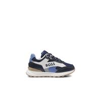 BOSS Baskets enfant en cuir et toile avec logo - Style J52810/84927, J52810 Bleu foncé 37