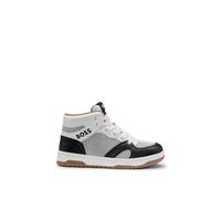 BOSS Baskets montantes en mesh et cuir suédé pour enfant - Style J51656/10P31, J51656 Blanc 28