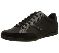 BOSS Baskets Saturn Lowp pour hommes en daim et cuir synthétique, Noir, 46 EU