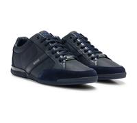 Hugo Boss Baskets Saturn Low, mélange de matières, similicuir et cuir suédé Bleu marine 44