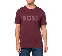 Boss, Big Textured Logo Cotton T-Shirt, Black Cherry, L