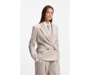 BOSS Blazer Regular croisé en flanelle chinée - Style Jaleto13, 50569388 Naturel 46