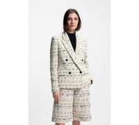 BOSS Blazer Regular en tweed de coton mélangé à rayures - Style Jaleto9, 50553674 Beige à motif 46