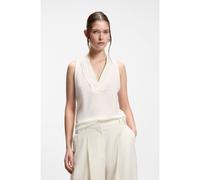 BOSS Blouse sans manches en soie lavée au sable avec encolure en V - Style Bolaru, 50553717 Naturel 36