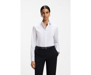 BOSS Blouse Slim en coton mélangé avec fermeture zippée sur le côté - Style Bashinah, 50571060 Blanc 38
