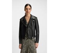 BOSS Blouson de motard en cuir grainé avec fermetures éclair et clous - Style C_Sandy, 50541769 Noir 46