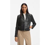 BOSS Blouson de motard en cuir souple à col montant - Style C_Saleste1, 50545625 Noir 38