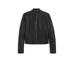 BOSS Blouson de motard en cuir souple à col montant - Style C_Saleste1, 50545625 Noir 40
