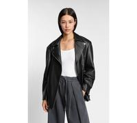 BOSS Blouson de motard long en cuir nappa - Style Sarica, 50547474 Noir 46