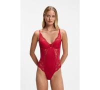 BOSS Body avec détails en dentelle et bijou au monogramme Double B - Style BODYSUIT_BLOSSOM, 50556199 Rouge XL