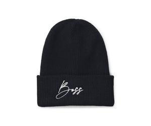 BOSS Bonnet d’équitation côtelé à logo brodé - Style BEANIE HIGH CUFF BLACK, B6U1603 Bleu foncé pcs.