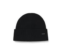 BOSS Bonnet en maille de cachemire avec plaquette logo métallique - Style Honesto_Hat, 50548851 Noir pcs.