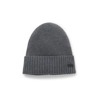 BOSS Bonnet en laine vierge à côtes avec plaque logotée - Style Fati, 50495306 Gris pcs.