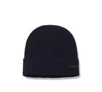 BOSS Bonnet en laine vierge avec plaque logotée - Style Fati, 50495306 Bleu foncé pcs.