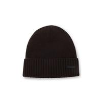 BOSS Bonnet en laine vierge avec plaque logotée - Style Fati, 50495306 Marron foncé pcs.