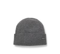 BOSS Bonnet en maille de cachemire avec plaquette logo métallique - Style Honesto_Hat, 50548851 Gris pcs.