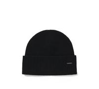 BOSS Bonnet en maille de cachemire avec plaquette logo métallique - Style Honesto_Hat, 50548851 Noir pcs.