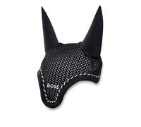 BOSS Bonnet pour cheval en crochet avec bord à rayures emblématiques - Style FLY VEIL SIGNATURE BLACK, B1H1102 Noir pcs.