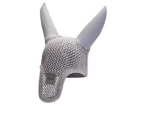 BOSS Bonnet pour cheval en crochet avec patch logoté - Style FLY VEIL MONOCHROME, B4H1101 Argent pcs.