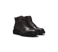 BOSS Bottines à lacets en cuir avec bracelet matelassé - Style Julyo_Halb_grwl, 50573415 Marron foncé 41