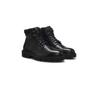 BOSS Bottines à lacets en cuir avec bracelet matelassé - Style Julyo_Halb_grwl, 50573415 Noir 40