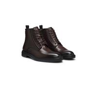 BOSS Bottines à lacets en cuir avec fermeture éclair latérale - Style Calev_Halb_lt, 50573364 Marron foncé 40