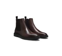 BOSS Bottines Chelsea en cuir lustré avec surpiqûre emblématique - Style Calev_Cheb_ltfb, 50552527 Marron foncé 45