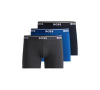 BOSS Lot de trois boxers longs en coton stretch avec logos - Style BoxerBr 3P Power, 50475282 Noir / Gris / Bleu XL