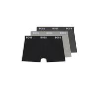 BOSS Boxer court en coton stretch à logos répétés - Style Trunk 3P Power, 50475274 Noir / Gris XL
