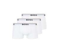 BOSS Lot de trois boxers courts en coton stretch ornés de logos à la taille - Style Trunk 3P Power, 50475274 Blanc S
