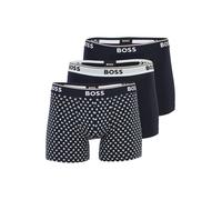 BOSS Lot de trois boxers longs en coton stretch avec taille logotée - Style BoxerBr 3P Power Des, 50554438 Bleu S