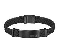 BOSS Jewelry Bracelet pour Homme Collection DYLAN avec Cuir Suédé Tressé Bleu et Détails en Acier Inoxydable - 1580609S
