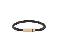 BOSS Jewelry Bracelet pour Homme Collection ARES SINGLE avec Cuir Noir et Fermoir en Acier Inoxydable Doré - 1580624