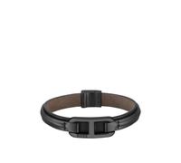 BOSS Bracelet en cuir superposé avec lien métallique noir logoté - Style KODE, HB1580784 Noir M