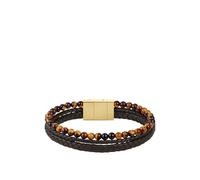 BOSS Bracelet en cuir tressé marron avec perles de tigre - Style SPHERE MIXED, HB1580787 Marron pcs.