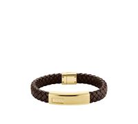 BOSS Bracelet en cuir tressé marron avec plaquette logotée dorée - Style LANDER, HB1580746 Marron foncé M