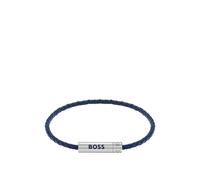 BOSS Bracelet tressé en cuir bleu avec plaquette logo - Style ARES AIR, HB1580874 Bleu pcs.
