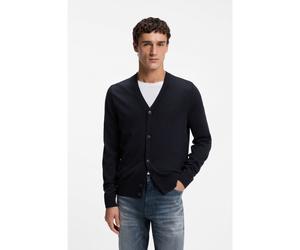BOSS Cardigan à col V en laine vierge mélangée - Style Avac_CD-1, 50578024 Bleu foncé S