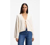 BOSS Cardigan en coton mélangé avec un devant noué - Style C_Forleans, 50559827 Naturel L