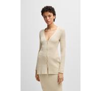 BOSS Cardigan long à la structure côtelée moulinée - Style Fanoma, 50534146 Beige clair L