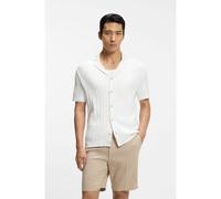 BOSS Cardigan Regular Fit en coton à rayures - Style C-Neri, 50560492 Blanc S