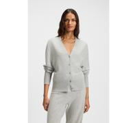 BOSS Cardigan Relaxed en cachemire avec finitions côtelées - Style Fuvrona, 50548814 Gris chiné S
