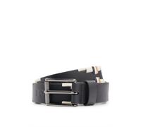 BOSS Ceinture en cuir d'inspiration équestre à rayures emblématiques brodées à la main - Style POLO BELT SIGNATURE BLACK, B1G2201 Noir 85